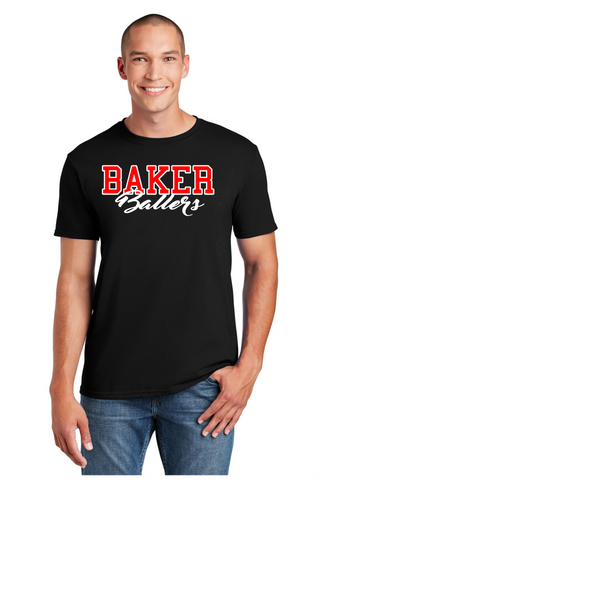 BAKER BALLERS BLACK AND RED  COTTON TEE SHORT SLEEVE