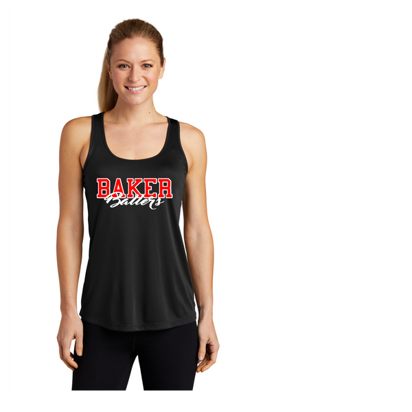 BAKER BALLERS LADIES DRIFIT RACERBACK TANK BLACK