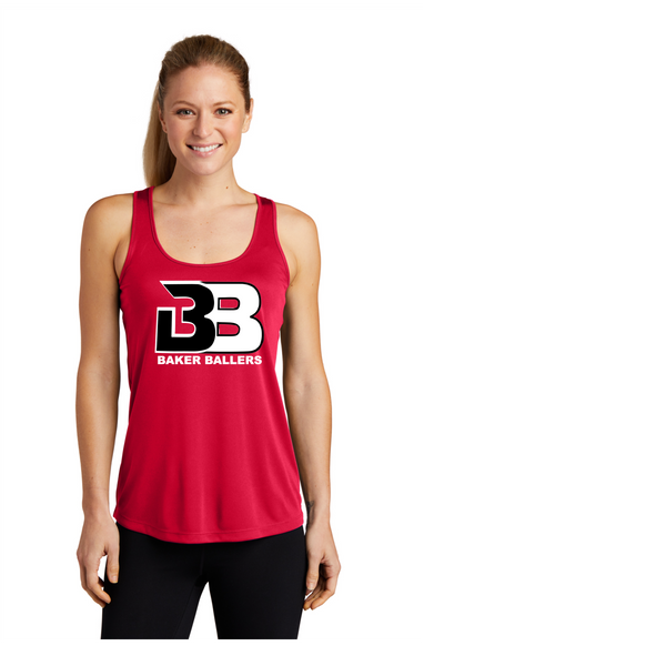 BAKER BALLERS LADIES DRIFIT RACERBACK TANK RED