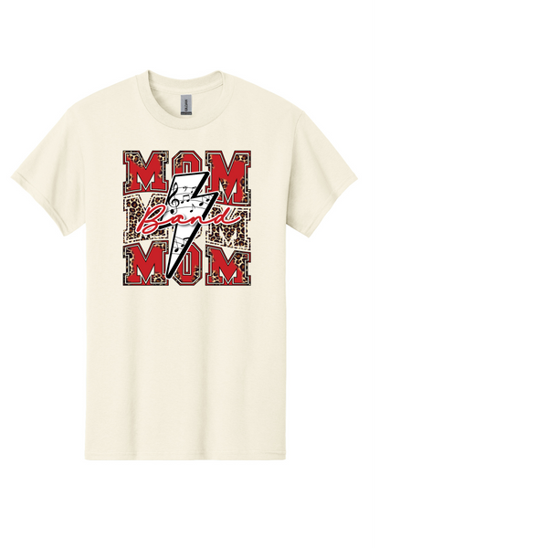 BAND  MOM BOLT CHEETAH PRINT NATURAL UNISEX  COTTON TEE