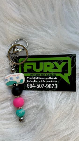CAMPING LIFE SILVER KEYCHAIN
