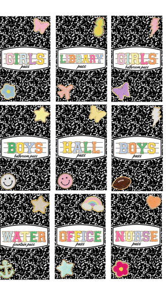 TEACHER SUBLIMATED HALL PASS BUNDLE 9 PACK