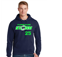 FLEMING ISLAND STORM UNISEX NAVY HOODIE WITH FRONT NUMBR