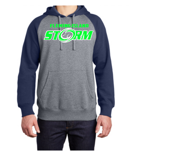 FLEN=MINIG ISLAND STORM UNISEX HOODIE NAVY AND GREY