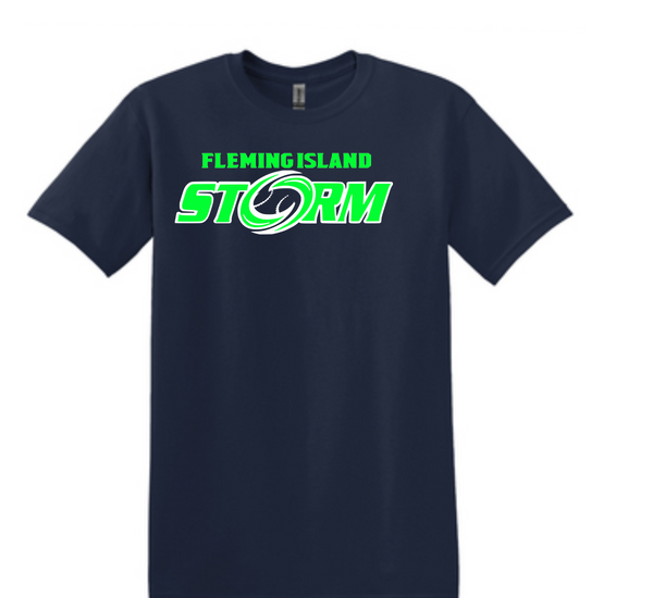 FLEMIGN ISLAND STORM UNISEX RING SPUN SOFT COTTON NAVY TEE