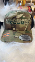 FREEDOM CAMO SNAP BACK TRUCKER HAT EMBROIDERED