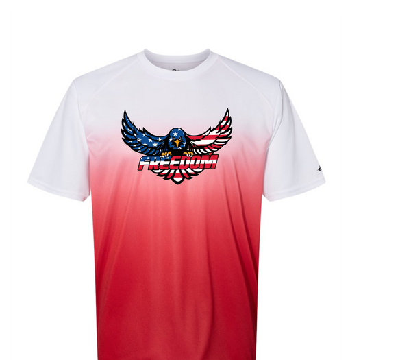 FREEDOM RED OMBRE DRIFIT EAGLE SHORT SLEEVE TEE