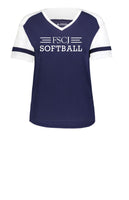 FSCJ SOFTBALL FANATIC 2.0 TRIBLEND LADIES VNECK TEE NAVY AND WHITE  SHORT SLEEVE