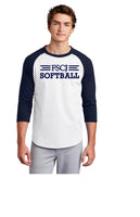 FSCJ SOFTALL UNISEX RAGLAN COTTON TEE NAVY AND WHITE