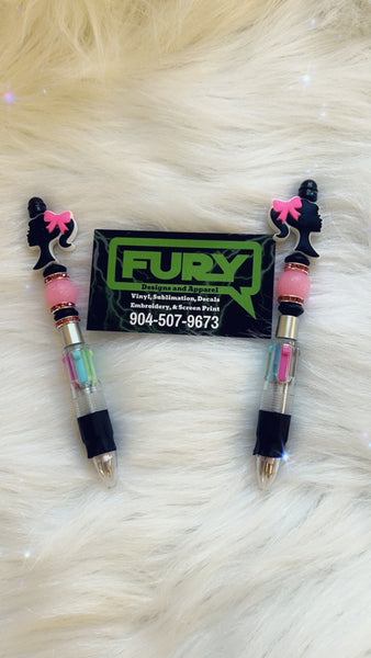 GIRL PINK BOW 4 COLOR CUSTOM INK PEN