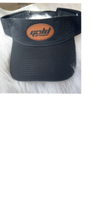 GOLD PREMIER BLACK VISOR WITH OVAL BROWN LEATHER PATCH