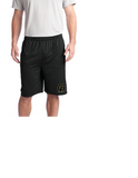 GOLD PREMIER  GP LOGO MENS  BLACK POCKETED MESH SHORTS 9 " INSEAM
