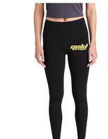 GOLD PREMIER LADIES 7/8 LEGGINGS W/ CELL POCKET GOLD LOGO