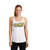 GOLD PREMIER LADIES DRIFIT RACERBACK TANK TOP WHTIE