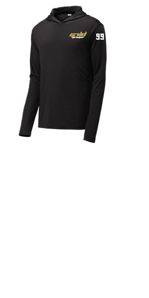 GOLD PREMIER  DRIFIT LITE WEIGHT HOODIE LONG SLEEVE WITH POCKET LOGO AND SLEEVE NUMBER