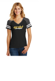 GOLD PREMIER LADIES GAME TEE BLACK/GREY COTTON  SHORT SLEEVE