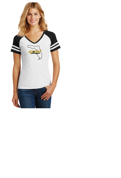 GOLD PREMIER LADIES GAME TEE WHITE BLACK SHORT SLEEVE