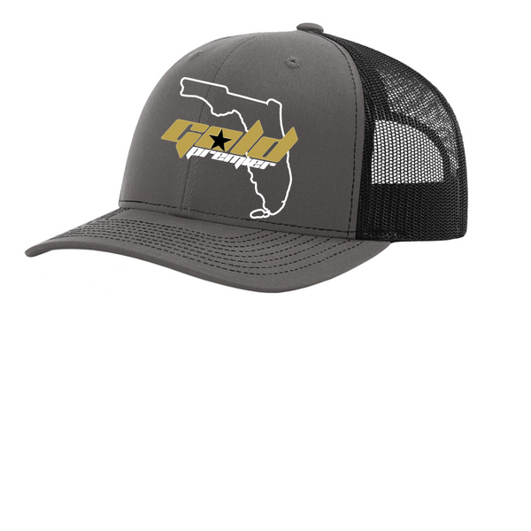 GOLD PREMIER STATE LOGO TRUCKER HAT SNAP BACK