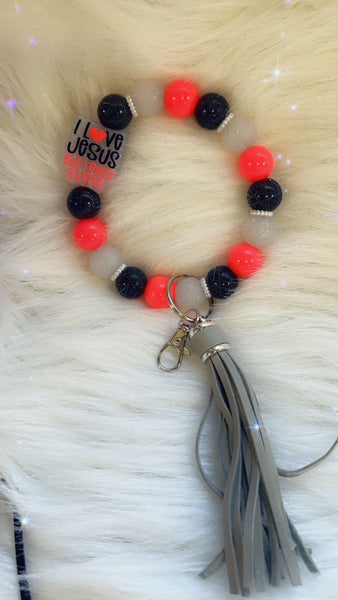 I love Jesus Keychain white, black pink