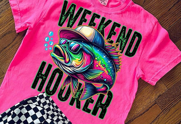 Weekend Hooker bass fishing cotton tee unisex