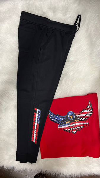 Freedom Hoodie, blanket , jogger combo