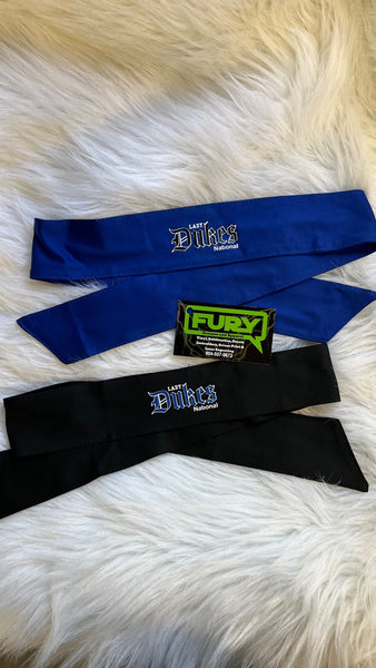 LADY DUKES NATIONAL DRIFIT HEAD TIES ROYAL OR BLACK INCLUDES NUMBER