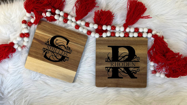 Acacia wood cutting board monogramed