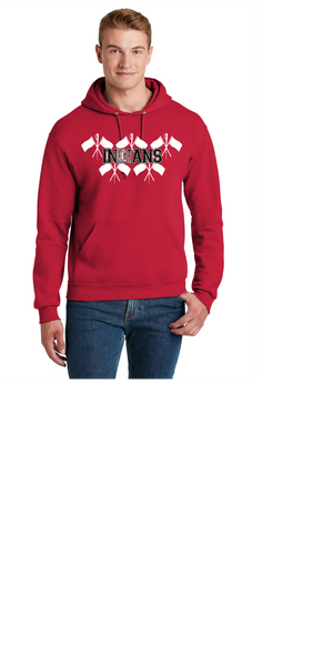 BALDWIN INDIANS COLOR GUARD FLAG HOODIE UNISEX JERZEES RED 50/50 HOODIE