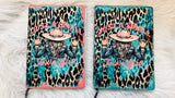 Just A Small Town Girl pink cheetah turquoise faux leather journal with lined pages
