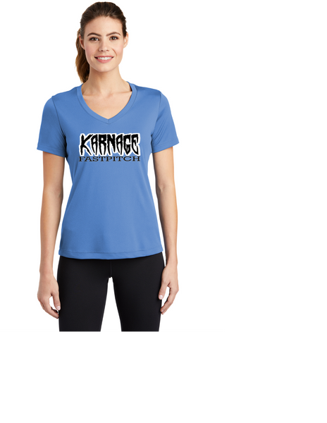 KARNAGE 10U LADIES VNECK DRI FIT TEE