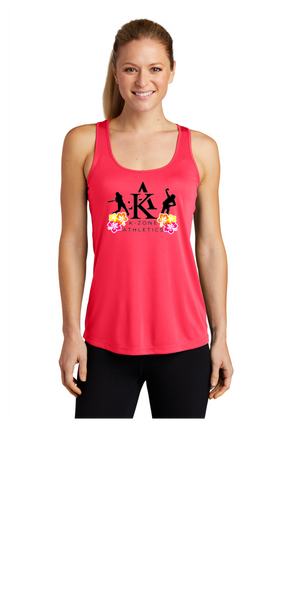 K ZONE ATHLETICS hot coral racerback ladies tank top