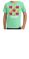 K ZONE ACADEMY MARCH 2025 BOWS AND SOFTBALLS UNISEX COTTON MINT GREEN CAMP TEE