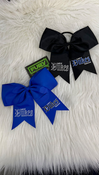 LADY DUKES NATIONAL 2 PK BOWS BLACK AND ROYAL INCLUDES NUMBER