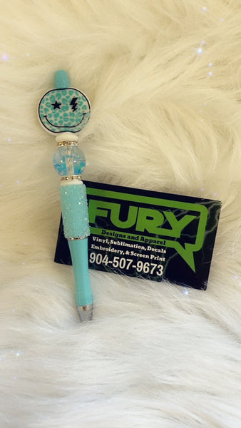 SMILEY FACE JEWELED CUSTOM PEN