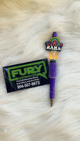 MAMA RAINBOW CHARM CUSTOM INK PEN PURPLE JEWELED