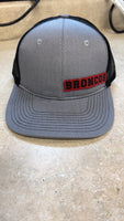 MIDDLEBURG BRONCO HTR GREY AND BLACK TRUCKER HAT SNAP BACK WITH LEATHERETTE PATCH