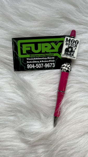 MOO BOTCH GET OUT THE WAY PINK GLITTER INK PEN