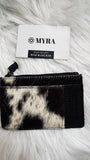 MYRA PANEL CARD HOLDER WALLET BLACK WHITE HAIR ON