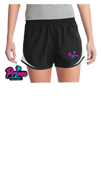 PRIME SOFTBALL LADIES TEAM SHORTS  BLACK AND WHITE