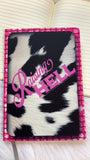 Raising Hell pink with cowhyde faux leather journal with lined pages
