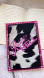 Raising Hell pink with cowhyde faux leather journal with lined pages