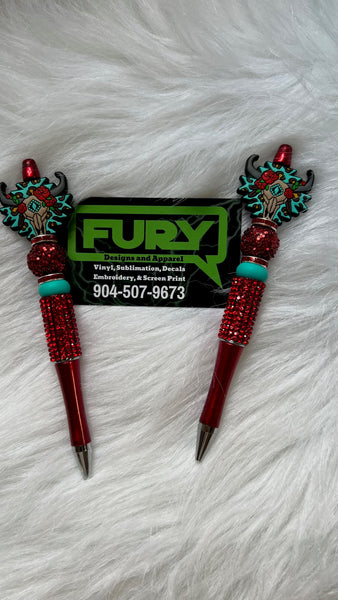RED BULL SKULL JEWELED INK PEN