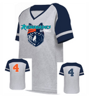 Renegades ladies stripe vneck tee short sleeve cotton and poly blend optional number and name