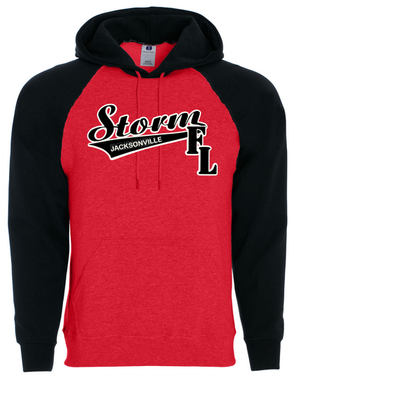 STORM JACKSONVILLE BANNER UNISEX HOODIE RED AND BLACK