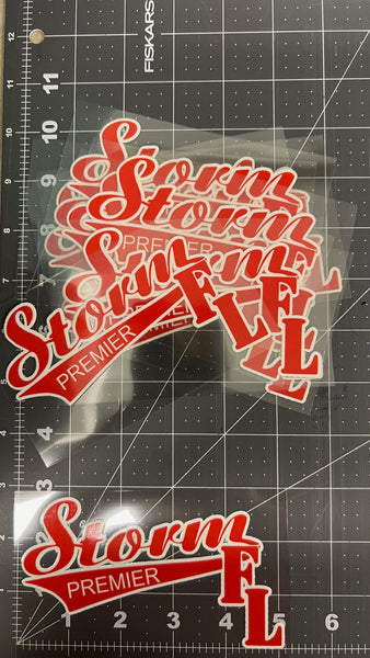 STORM PREMIER CAR DECAL RED AND WHITE
