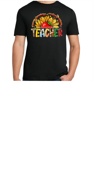 TEACHER SOFTSTYLE UNISEX COTTON TEE BLACK LISTEN ENCOURGE MOTIVATE INSPIRE