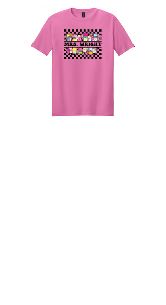 TEACHER FLOWERS PENCILS SOFTSTYLE COTTON TEE SHORT SLEEVE