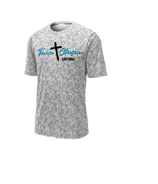 TEAM CHOSEN SOFTBALL DIGI CAMO WHITE GREY UNISEX DRIFIT SHORT SLEEVE