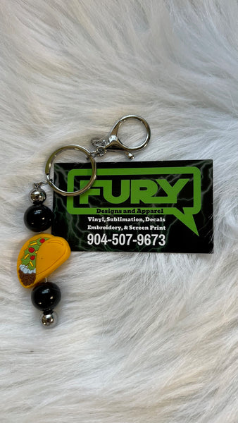 WE LOVE TACOS SILVER KEYCHAIN