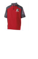 ELITE SOFTBALL 1/4 ZIP PULL OVER WIND JACKET RED GREY EMBROIDERED UNISEX